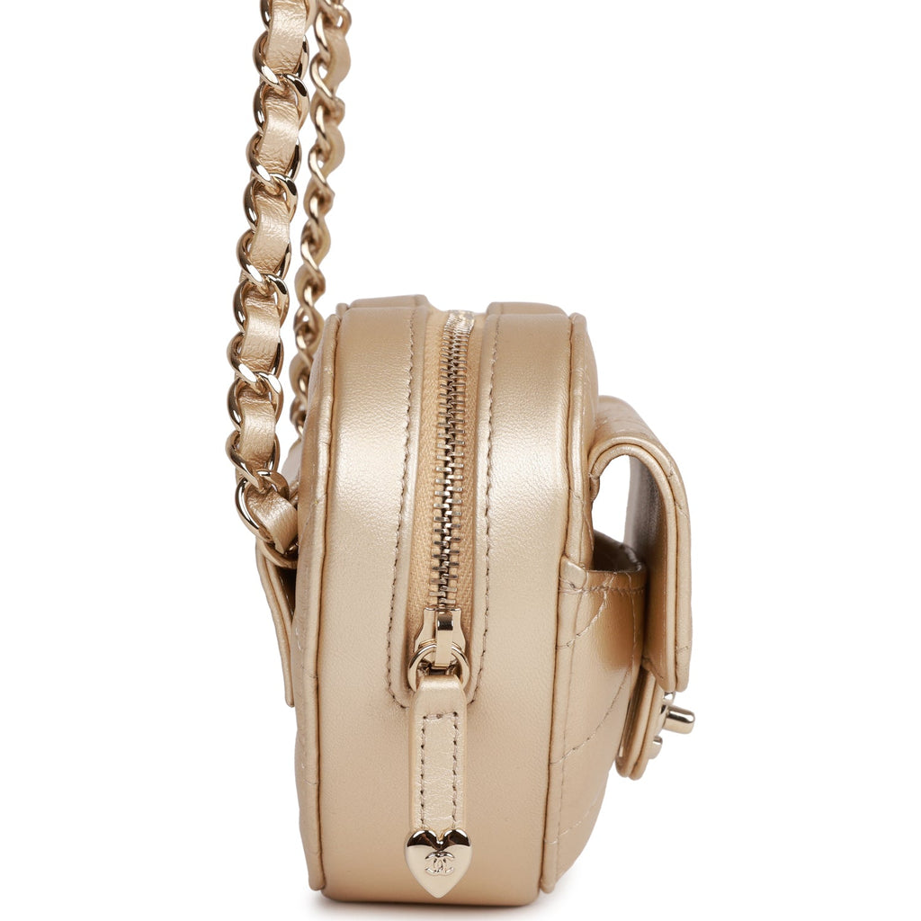Chanel CC In Love Heart Belt Bag Gold Lambskin Light Gold Hardware