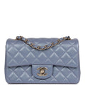 Chanel Mini Rectangular Flap Bag Light Purple Iridescent Quilted Lambskin Light Gold Hardware