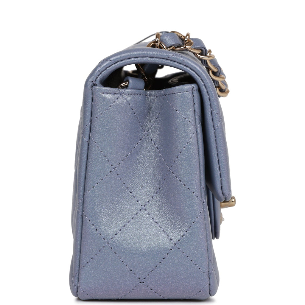 Chanel Mini Rectangular Flap Bag Light Purple Iridescent Quilted Lambskin Light Gold Hardware