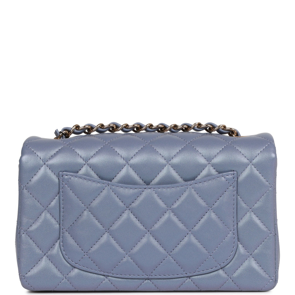 Chanel Mini Rectangular Flap Bag Light Purple Iridescent Quilted Lambskin Light Gold Hardware