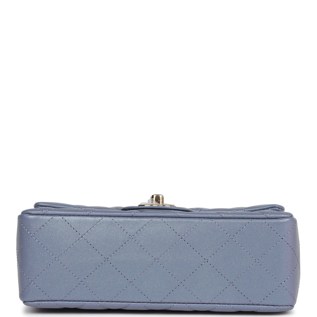 Chanel Mini Rectangular Flap Bag Light Purple Iridescent Quilted Lambskin Light Gold Hardware