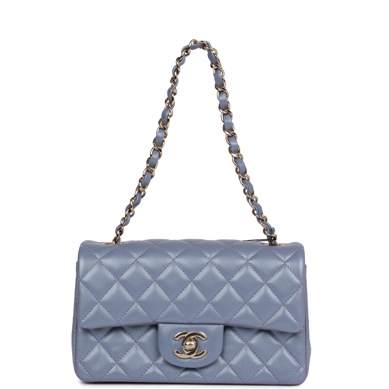 Chanel Mini Rectangular Flap Bag Light Purple Iridescent Quilted Lambskin Light Gold Hardware