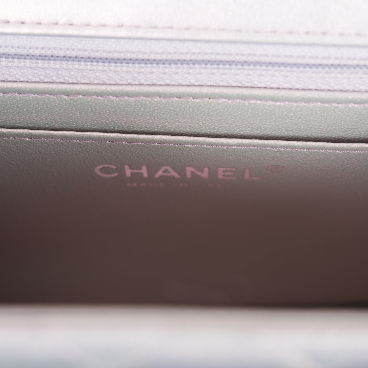 Chanel Mini Square Flap Bag Lavender Iridescent Lambskin Silver Hardware