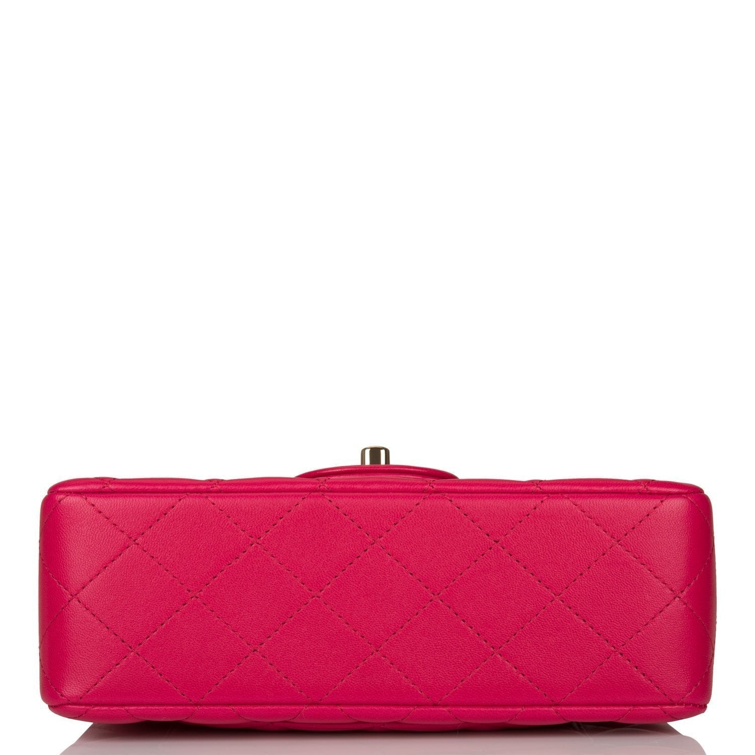 Chanel Mini Rectangular Flap with Top Handle Dark Pink Lambskin Light Gold Hardware