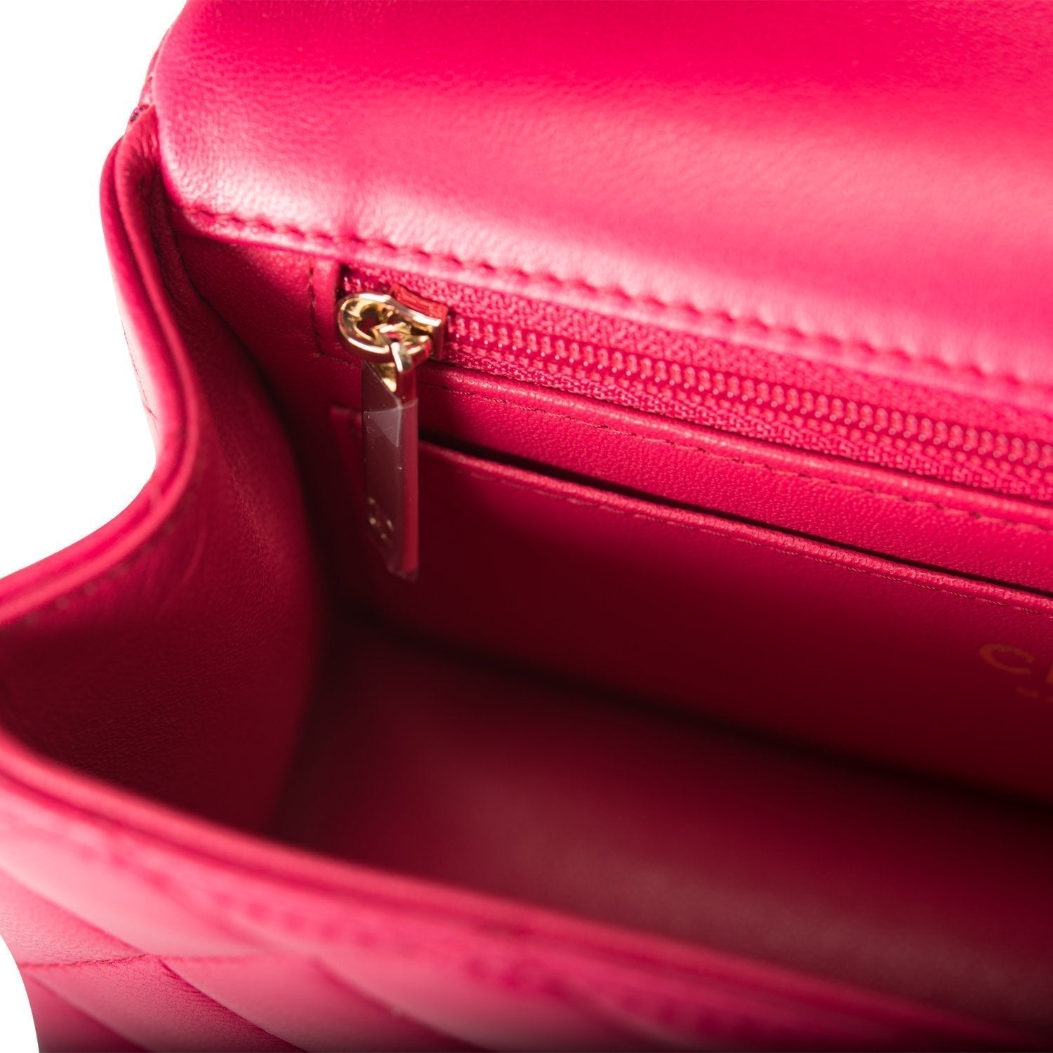 Chanel Mini Rectangular Flap with Top Handle Dark Pink Lambskin Light Gold Hardware