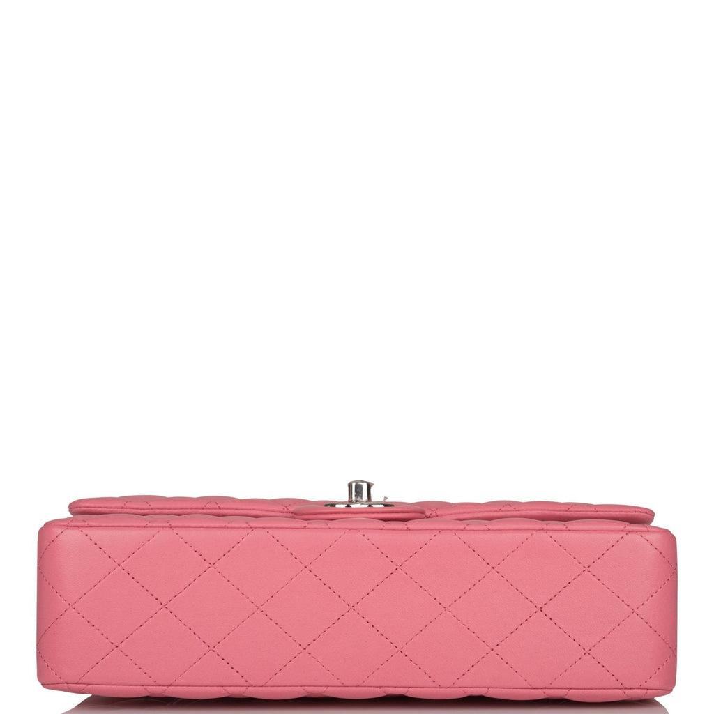 Chanel Medium Classic Double Flap Bag Rose Quilted Lambskin Silver Hardware