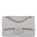 Chanel Small Classic Double Flap Grey Caviar Light Gold Hardware