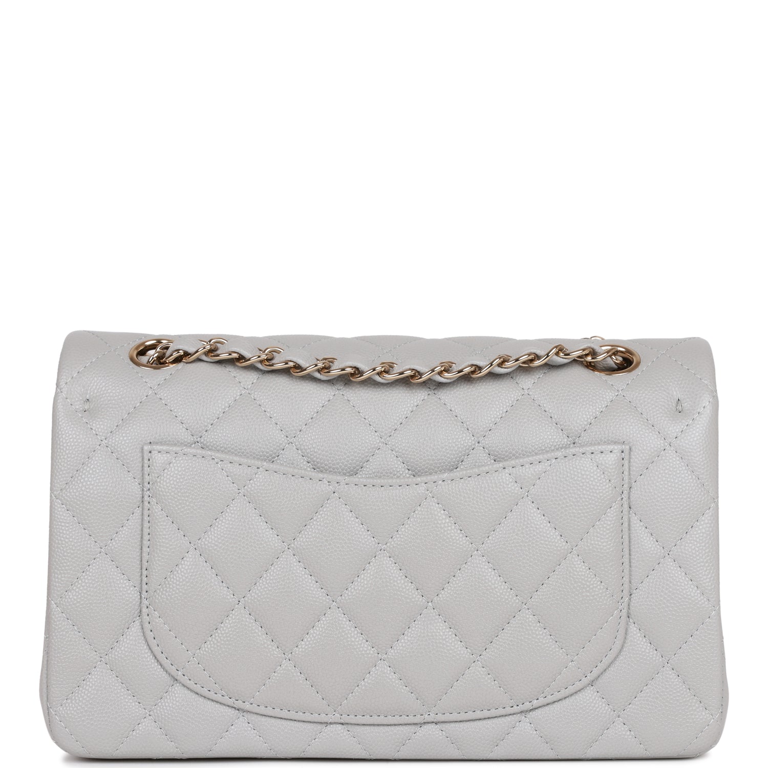 Chanel Small Classic Double Flap Grey Caviar Light Gold Hardware