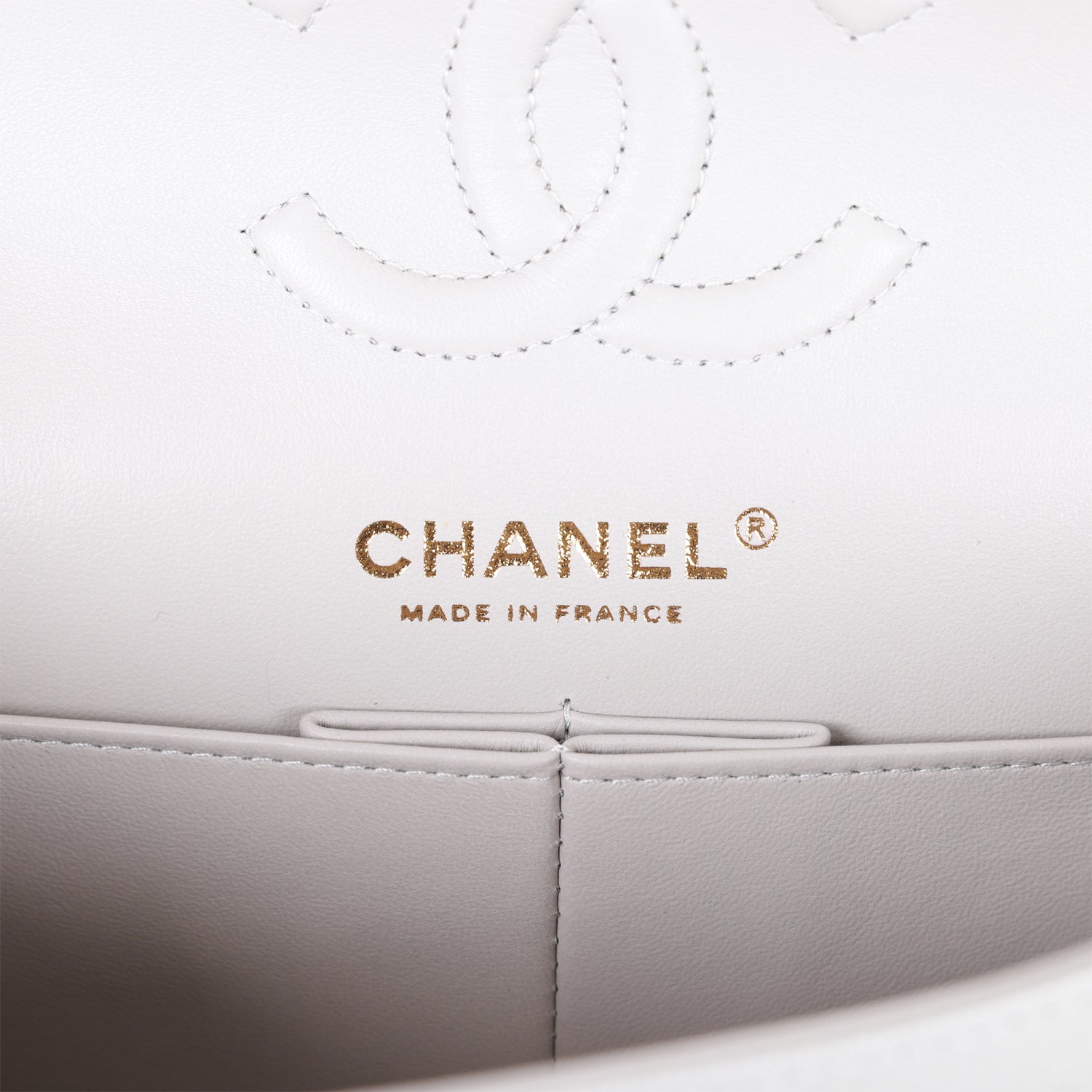 Chanel Small Classic Double Flap Grey Caviar Light Gold Hardware