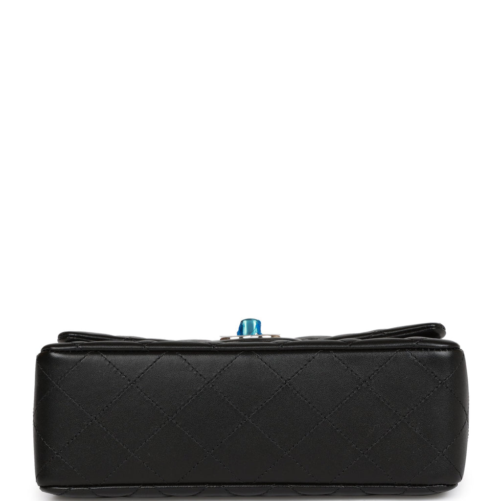 Chanel Mini Rectangular Flap Bag Black Lambskin Light Gold Hardware