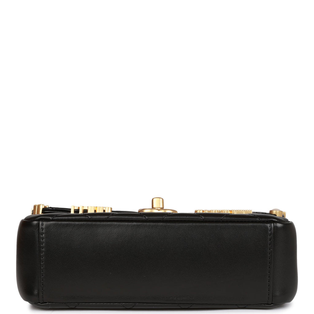 Chanel Monaco Mini Flap Bag Black Lambskin Antique Gold Hardware