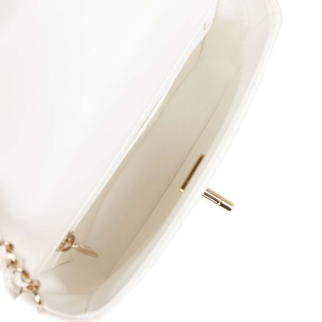 Chanel Sweet Mini Square Flap Bag White Lambskin Light Gold Hardware