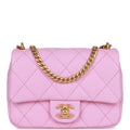 Chanel Sweetheart Mini Square Flap Bag Pink Caviar Antique Gold Hardware