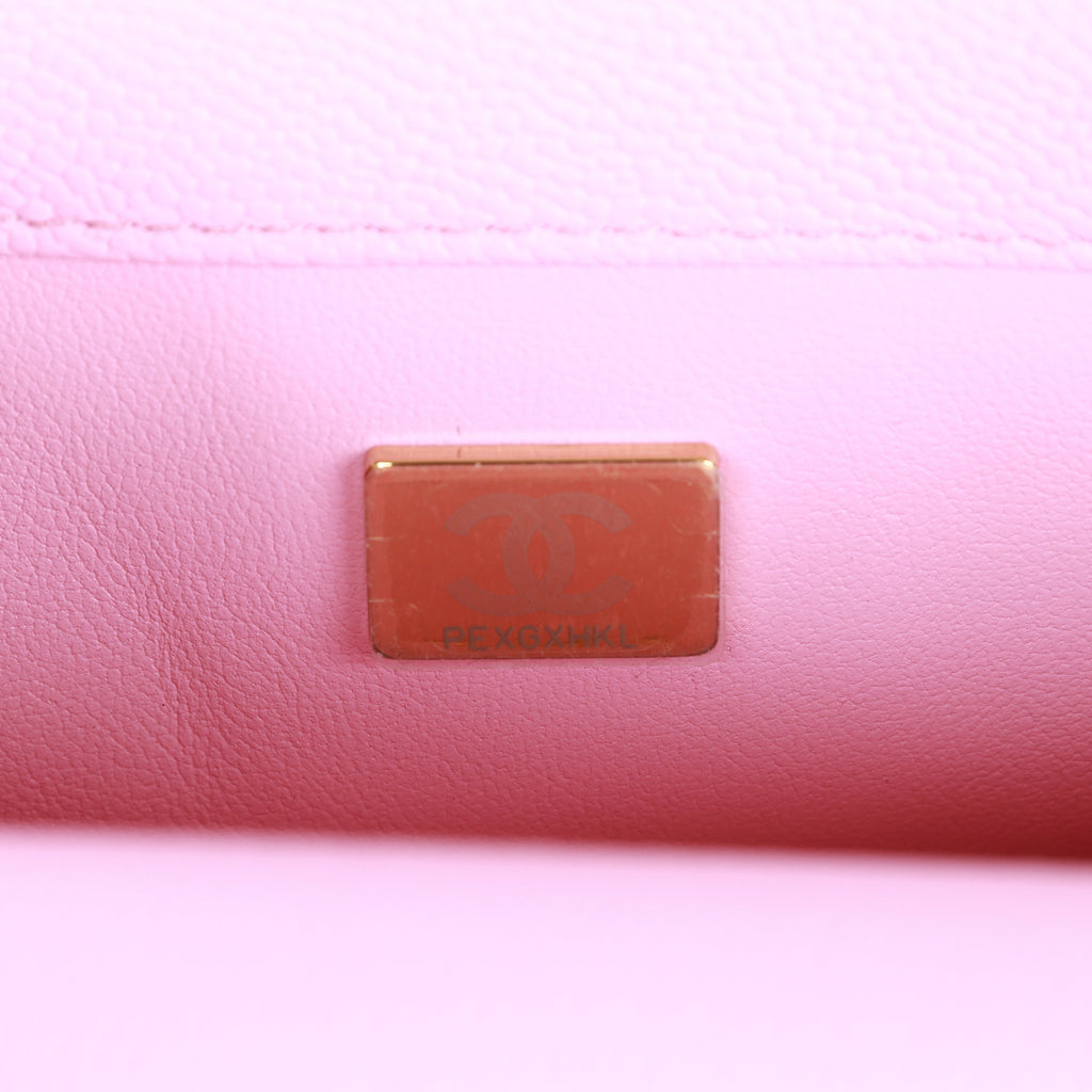 Chanel Sweetheart Mini Square Flap Bag Pink Caviar Antique Gold Hardware