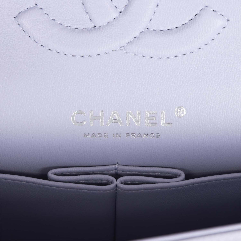 Chanel Medium Classic Double Flap Light Purple Caviar Silver Hardware