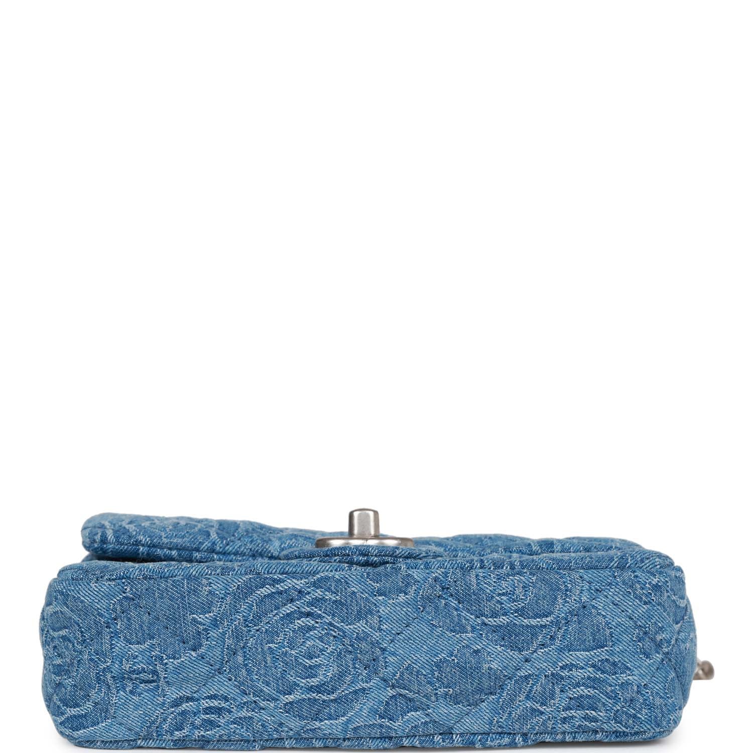 Chanel Mini Sweetheart Crush Flap Blue Camellia Denim Silver Hardware