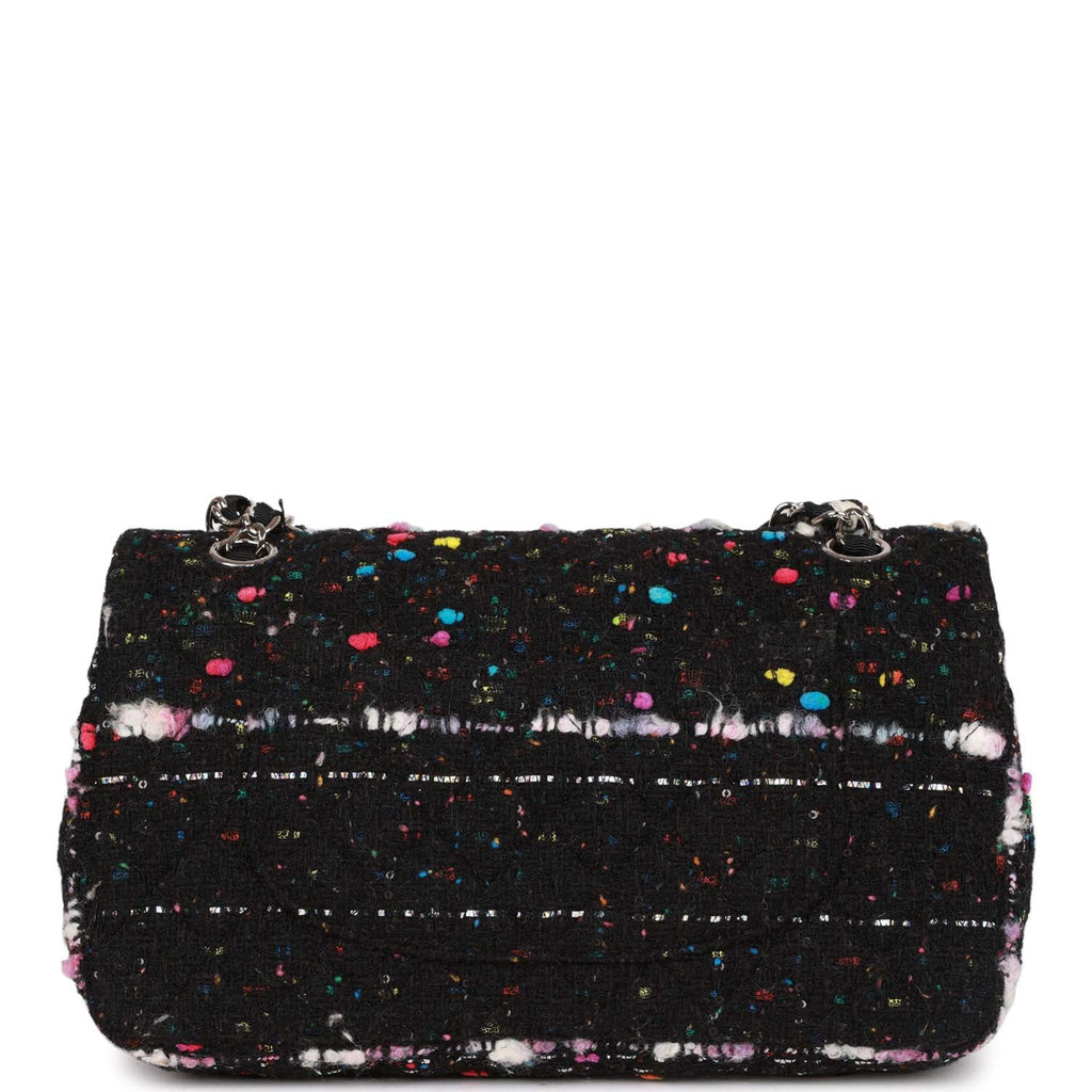 Pre-owned Chanel Medium Classic Double Flap Multicolor Tweed Silver Hardware