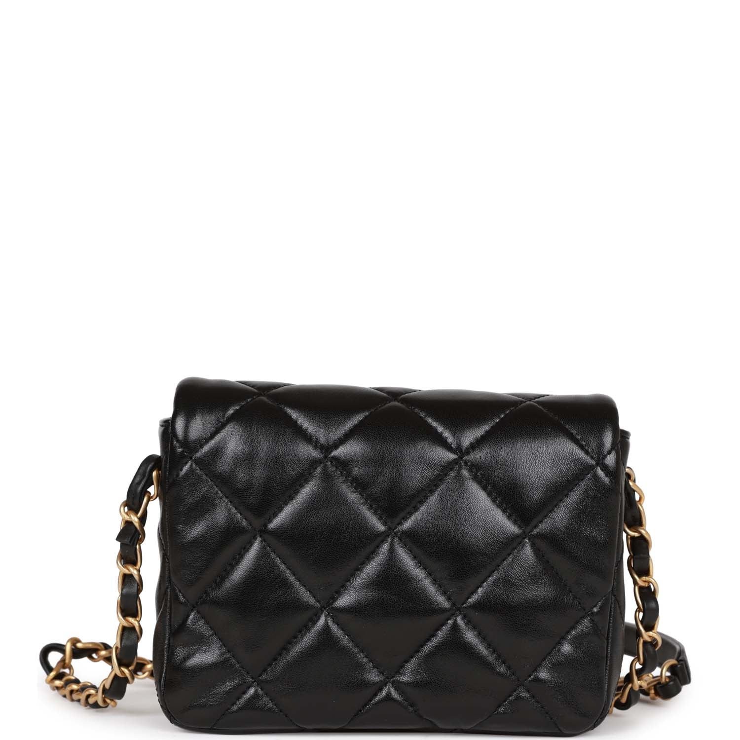 Chanel Heart Mini Flap Bag Black Lambskin Antique Gold Hardware