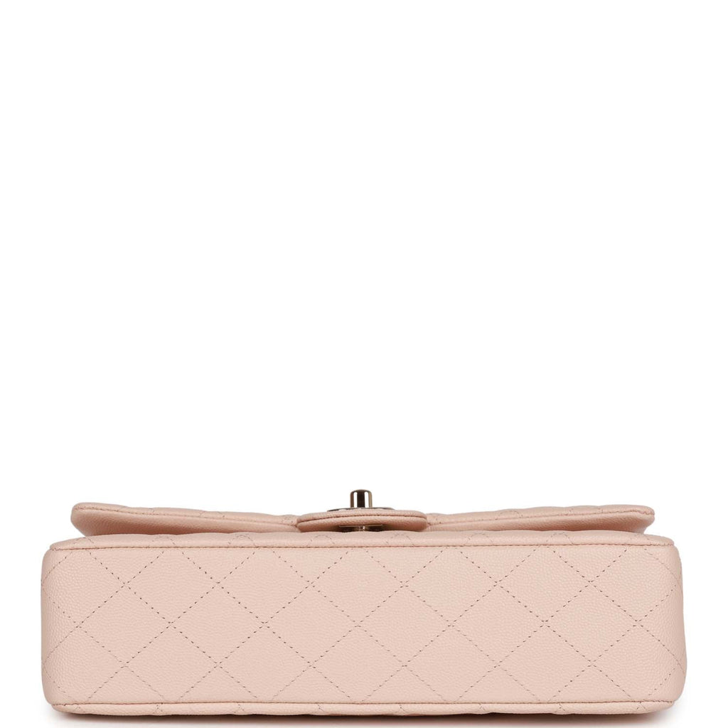 Chanel Medium Classic Double Flap Bag Beige Caviar Light Gold Hardware