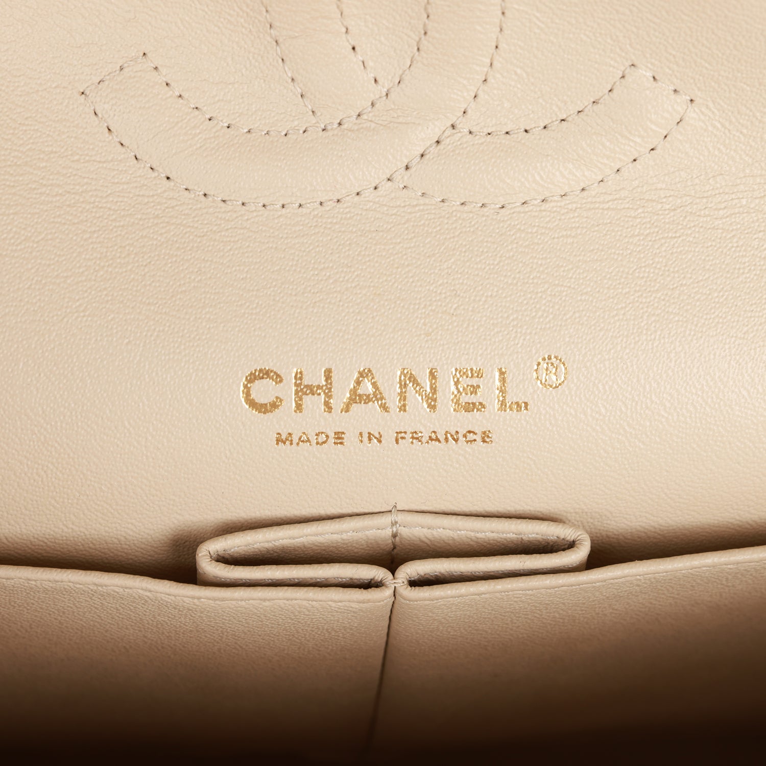 Pre-owned Chanel Medium Classic Double Flap Bag Black and Beige Striped Silk Light Gold Hardware