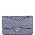 Chanel Medium Classic Double Flap Bag Purple Lambskin Silver Hardware