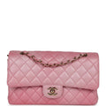 Chanel Medium Classic Double Flap Bag Pink Iridescent Ombre Goatskin Gold Hardware