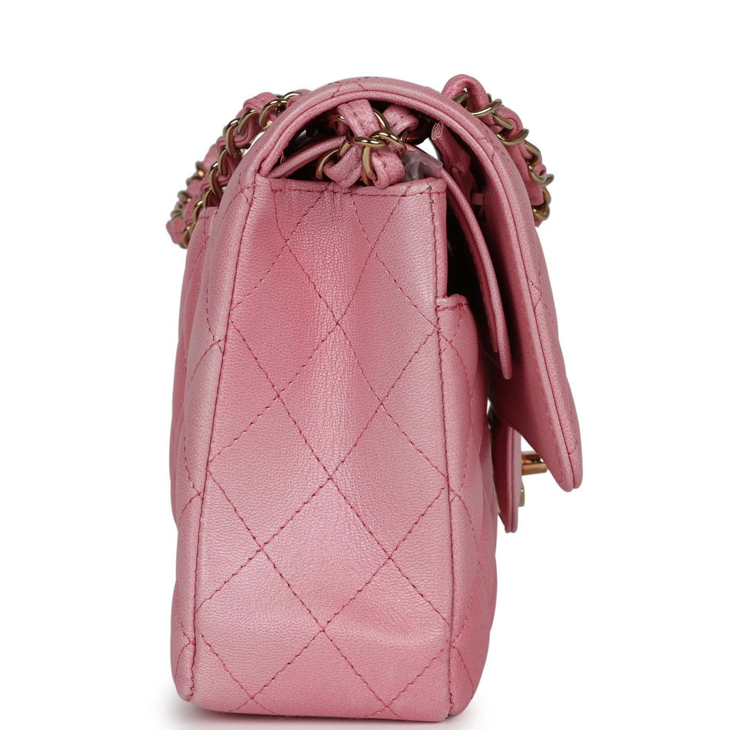 Chanel Medium Classic Double Flap Bag Pink Iridescent Ombre Goatskin Gold Hardware