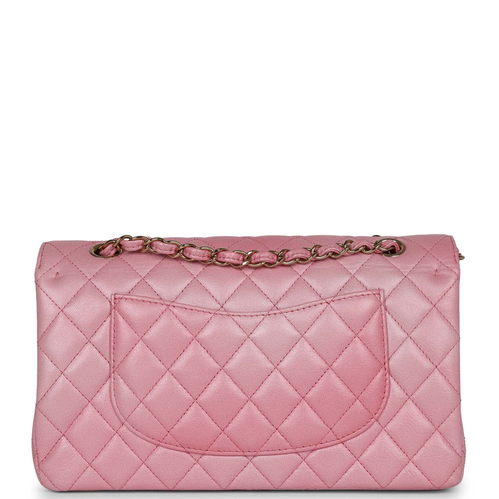 Chanel Medium Classic Double Flap Bag Pink Iridescent Ombre Goatskin Gold Hardware