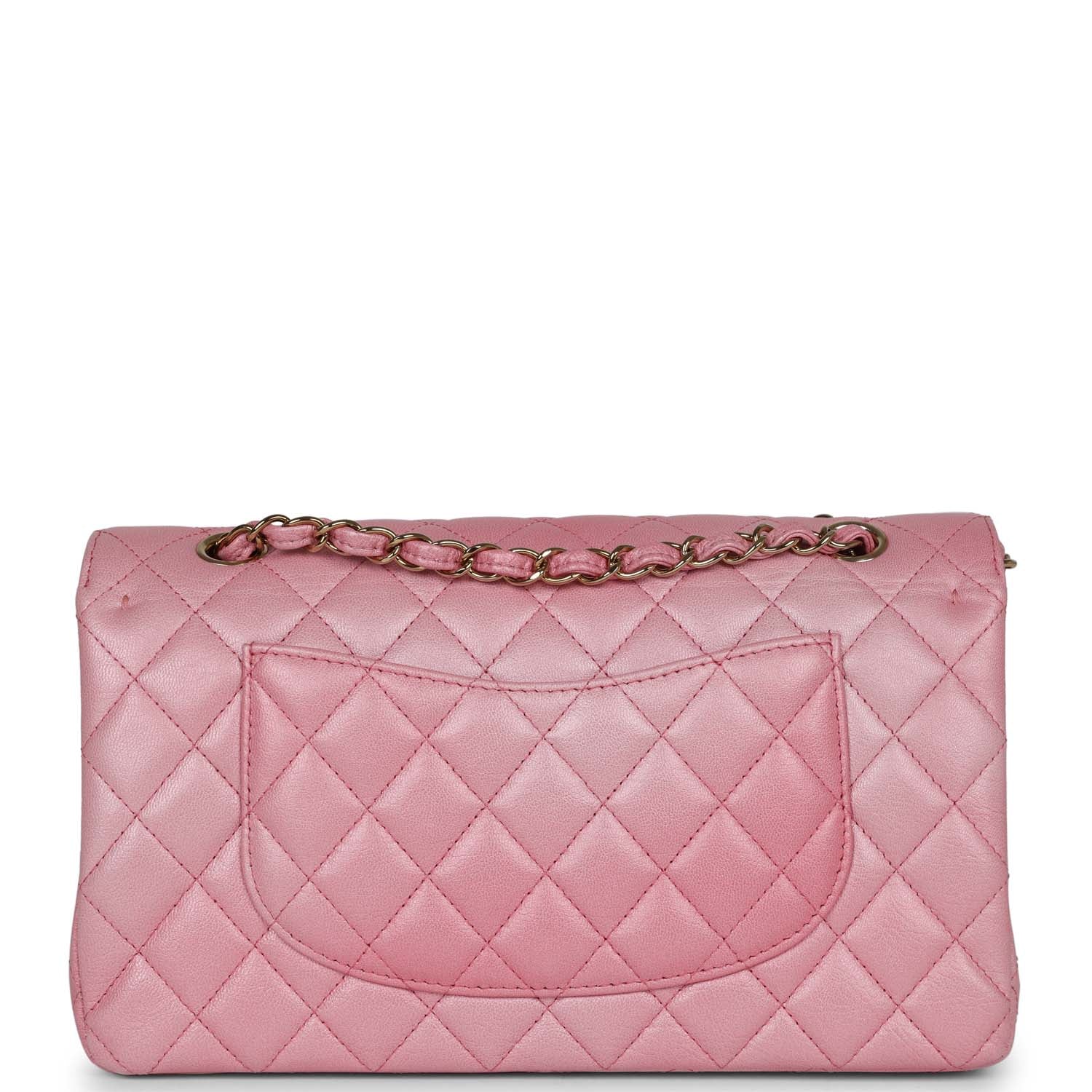 Chanel Medium Classic Double Flap Bag Pink Iridescent Ombre Goatskin Gold Hardware