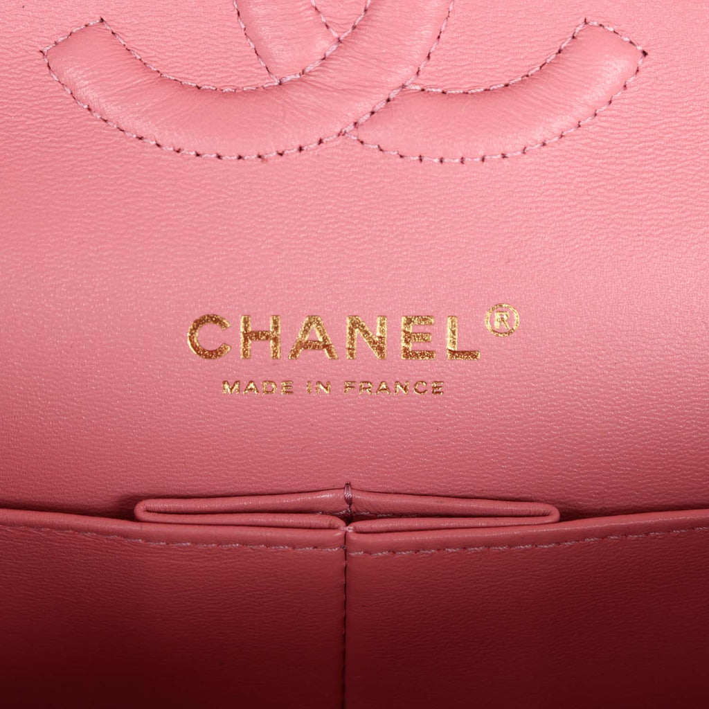 Chanel Medium Classic Double Flap Bag Pink Iridescent Ombre Goatskin Gold Hardware