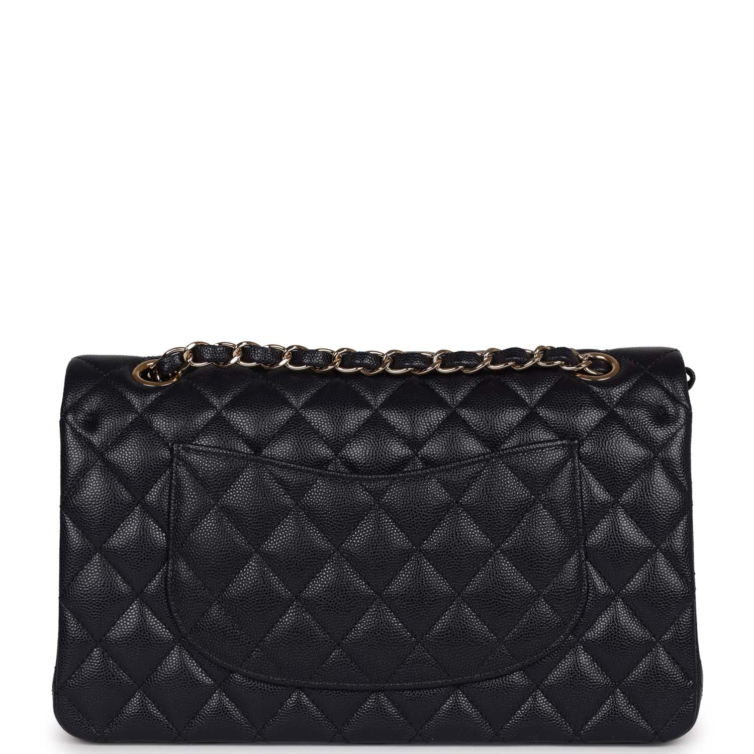 Chanel Medium Classic Double Flap Bag Navy Caviar Light Gold Hardware