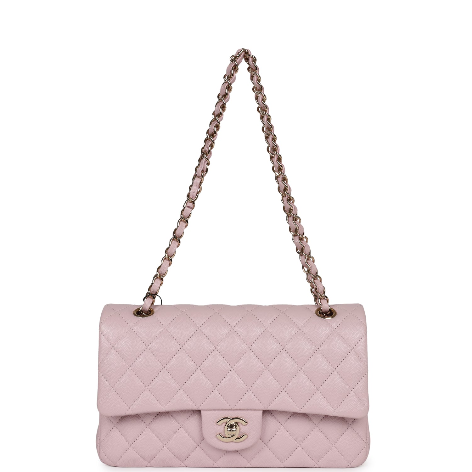 Chanel Medium Classic Double Flap Light Pink Caviar Light Gold Hardware