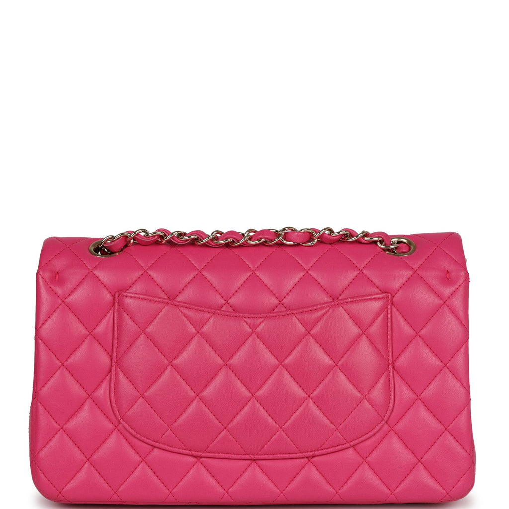 Pre-owned Chanel Medium Classic Double Flap Hot Pink Lambskin Gold Hardware