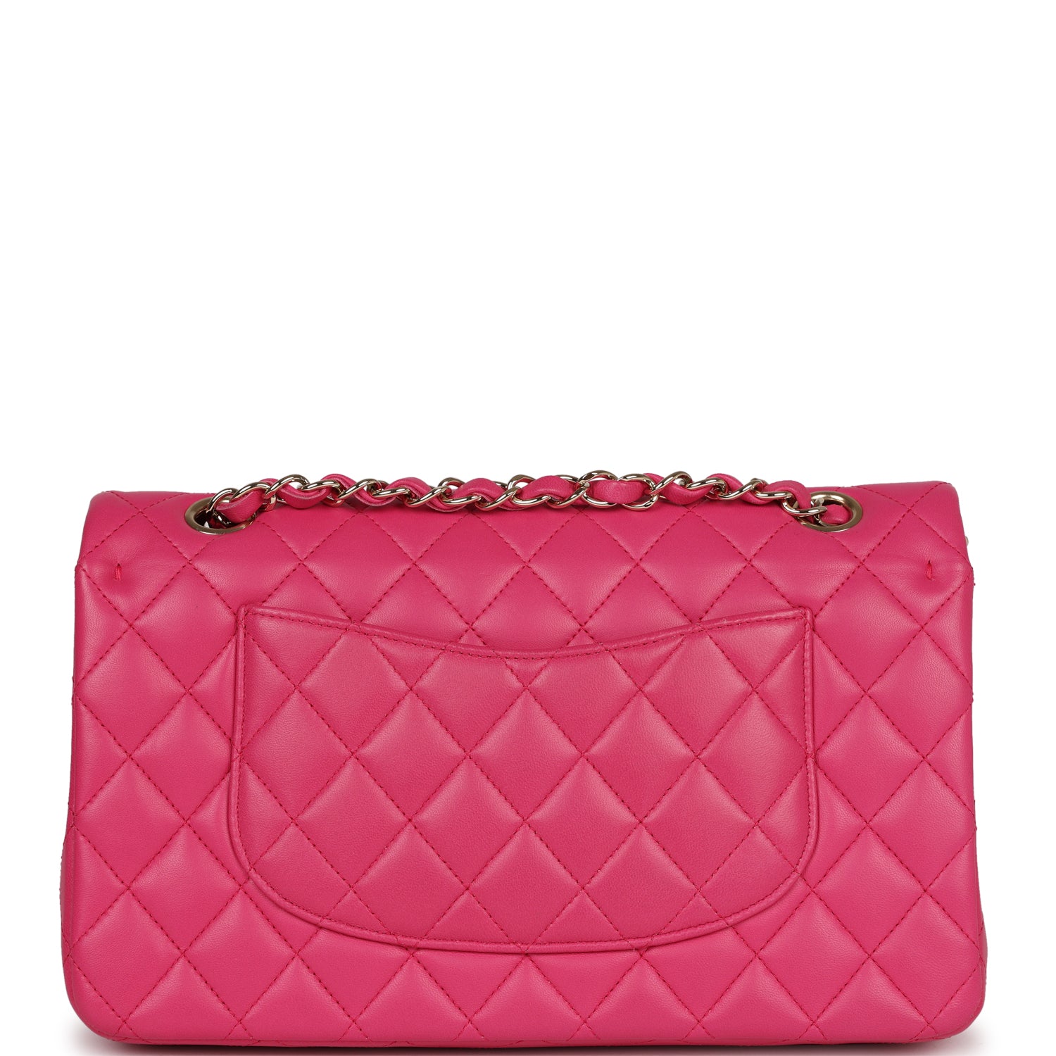 Pre-owned Chanel Medium Classic Double Flap Hot Pink Lambskin Gold Hardware