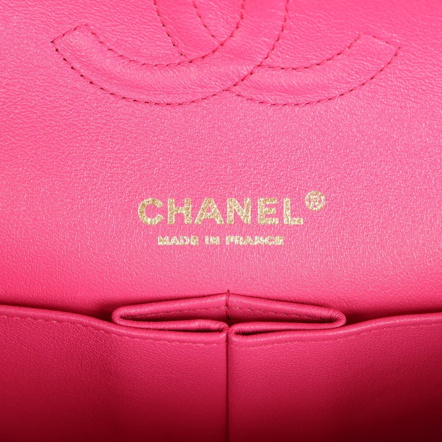 Pre-owned Chanel Medium Classic Double Flap Hot Pink Lambskin Gold Hardware