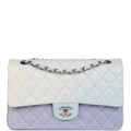 Chanel Medium Classic Double Flap Light Blue/Light Purple/White Ombre Metallic Lambskin Silver Hardware