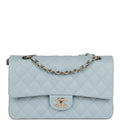 Chanel Medium Classic Double Flap Light Blue Caviar Light Gold Hardware