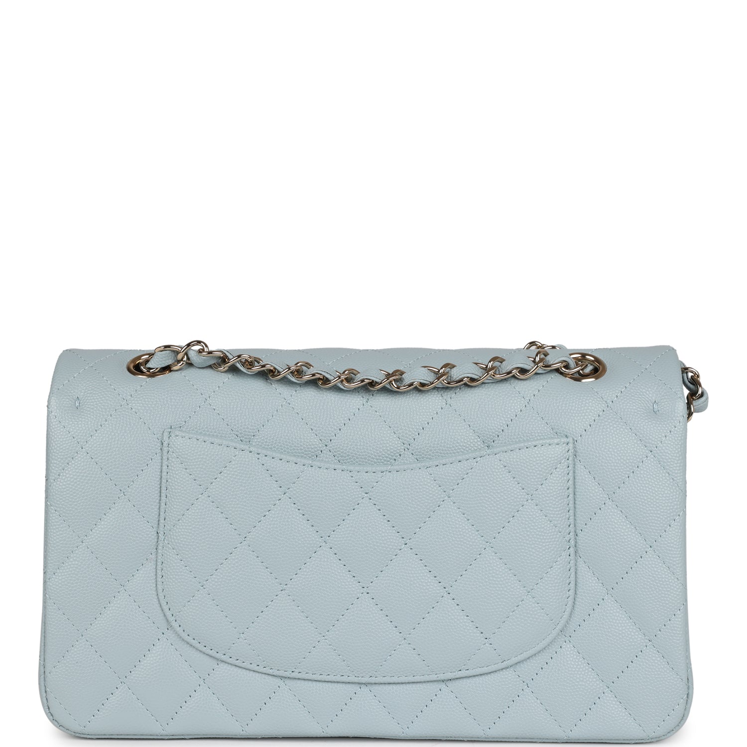 Chanel Medium Classic Double Flap Light Blue Caviar Light Gold Hardware