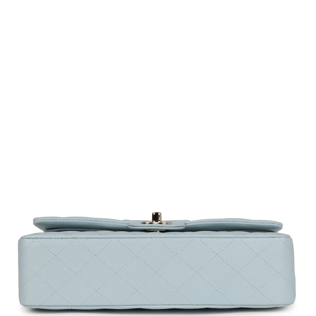 Chanel Medium Classic Double Flap Light Blue Caviar Light Gold Hardware