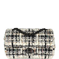 Pre-owned Chanel Mini Classic Flap Black and White Tweed Black Hardware