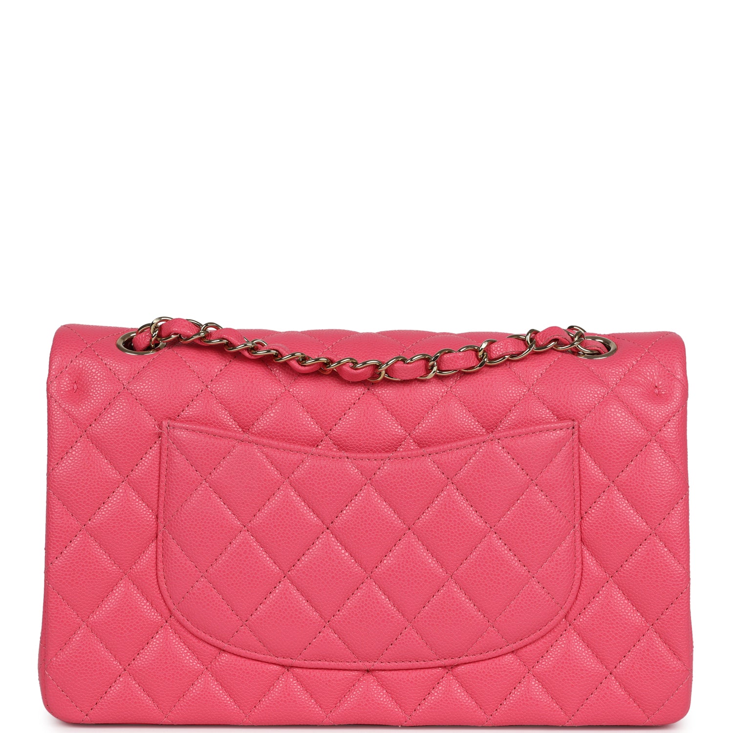 Chanel Medium Classic Double Flap Hot Pink Shiny Caviar Light Gold Hardware