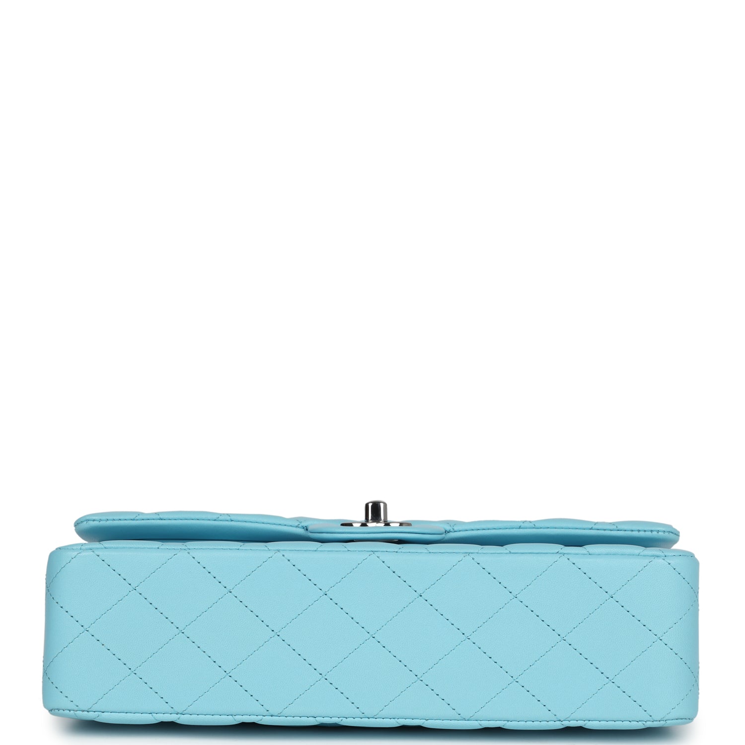 Chanel Medium Classic Double Flap Bag Light Blue Lambskin Silver Hardware