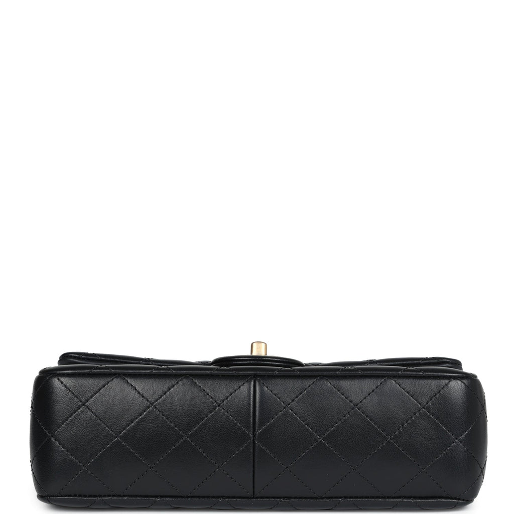 Chanel Medium Camellia Crush Flap Bag Black Lambskin Antique Gold Hardware