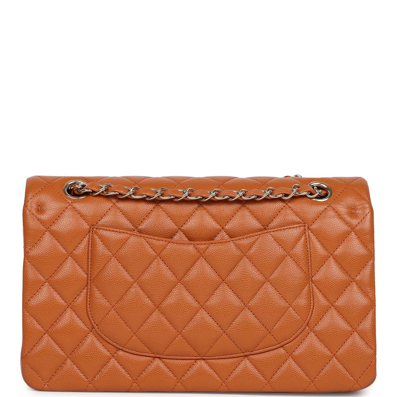 Chanel Medium Classic Double Flap Bag Caramel Shiny Caviar Light Gold Hardware