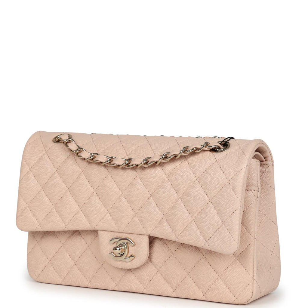 Chanel Medium Classic Double Flap Light Beige Caviar Light Gold Hardware
