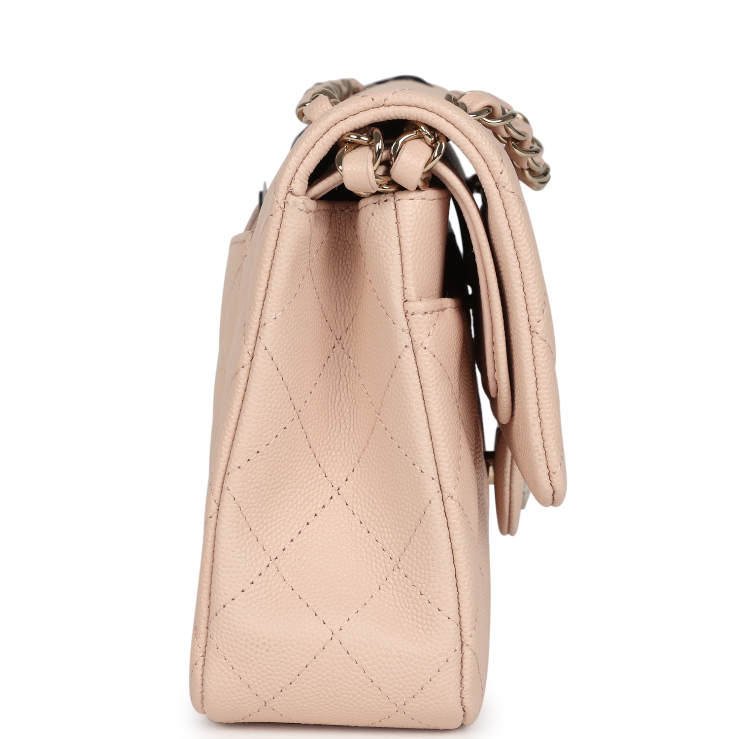 Chanel Medium Classic Double Flap Light Beige Caviar Light Gold Hardware