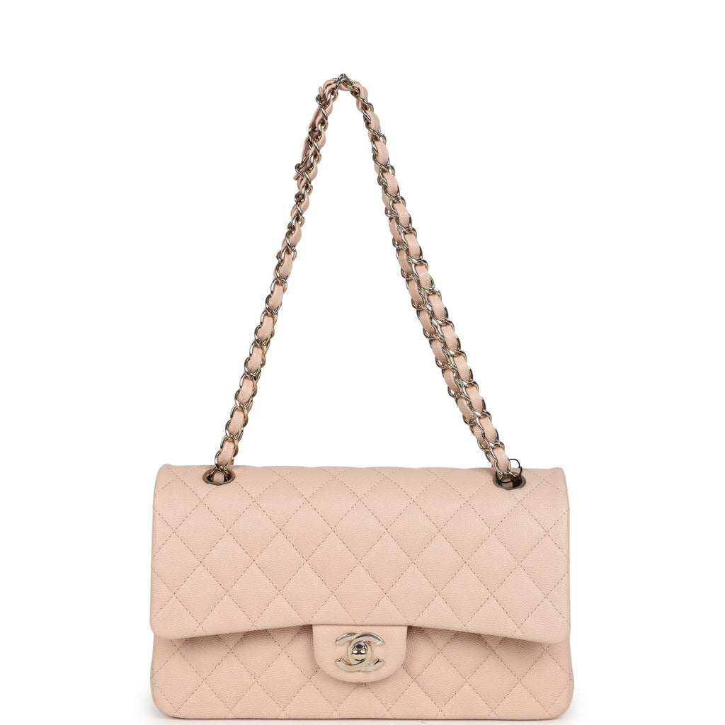 Chanel Medium Classic Double Flap Light Beige Caviar Light Gold Hardware