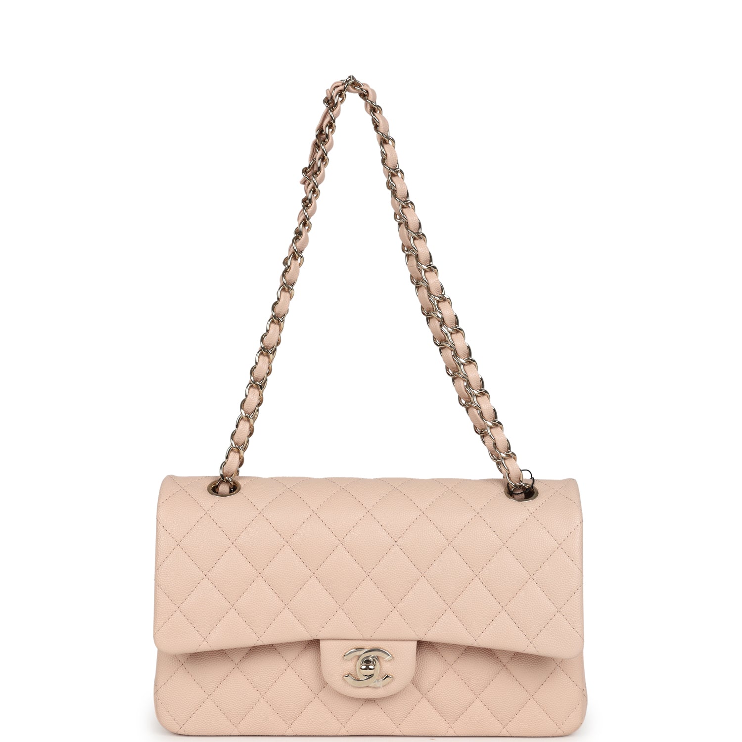 Chanel Medium Classic Double Flap Light Beige Caviar Light Gold Hardware