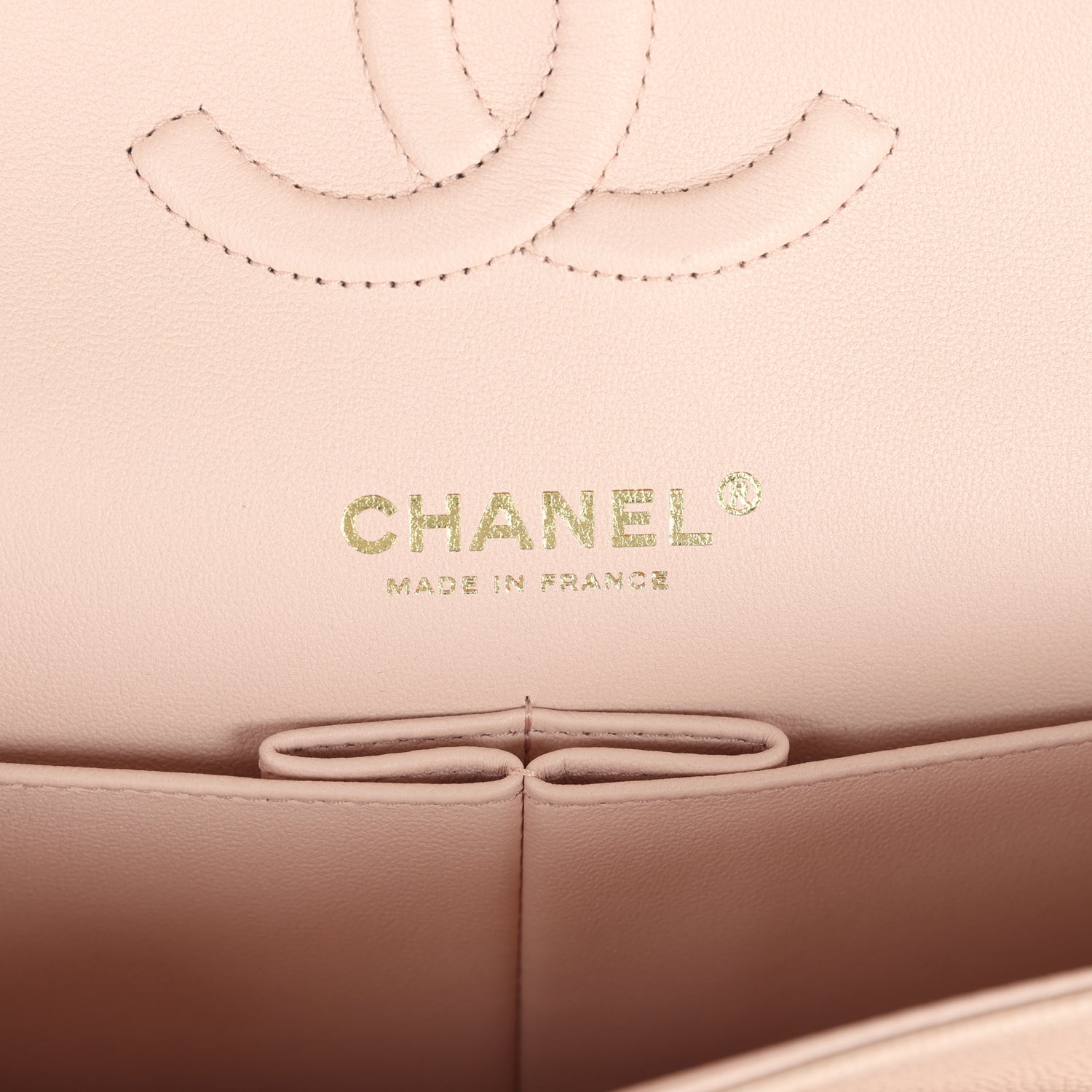 Chanel Medium Classic Double Flap Light Beige Caviar Light Gold Hardware