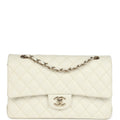 Chanel Medium Classic Double Flap White Caviar Light Gold Hardware